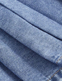 Taglie Forti Gonna in denim vita alta plissettato