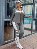 Taglie Forti Set sportivo pannello a contrasto con zip