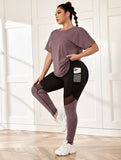 Yoga Future Taglie Forti Maglietta sportiva & inserto in rete Leggings sportivi con tasca del telefono
