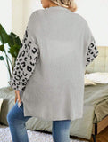 Taglie Forti Cardigan duster con modello leopardo spalle cadenti