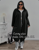 Giacca con cappuccio e tasche con chiusura lampo, taglia comoda, adatta per autunno/inverno