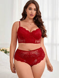 Taglie Forti Set lingerie pizzo floreale con ferretto