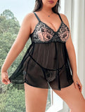 Lingerie Sexy In Rete Con Ricamo Floreale Da Donna Taglie Forti