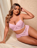 Taglie Forti Set lingerie pizzo floreale con ferretto