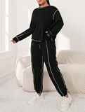 Set Di Abbigliamento Sportivo Da Donna Taglie Forti Casual Con Blocchi Di Colore E Finiture A Contrasto
