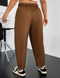 Taglie Forti Pantaloni suit monocolore vita alta carota