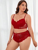 Taglie Forti Set lingerie pizzo floreale con ferretto