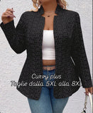 Blazer casual/business in jacquard a maniche lunghe per donne taglia comoda