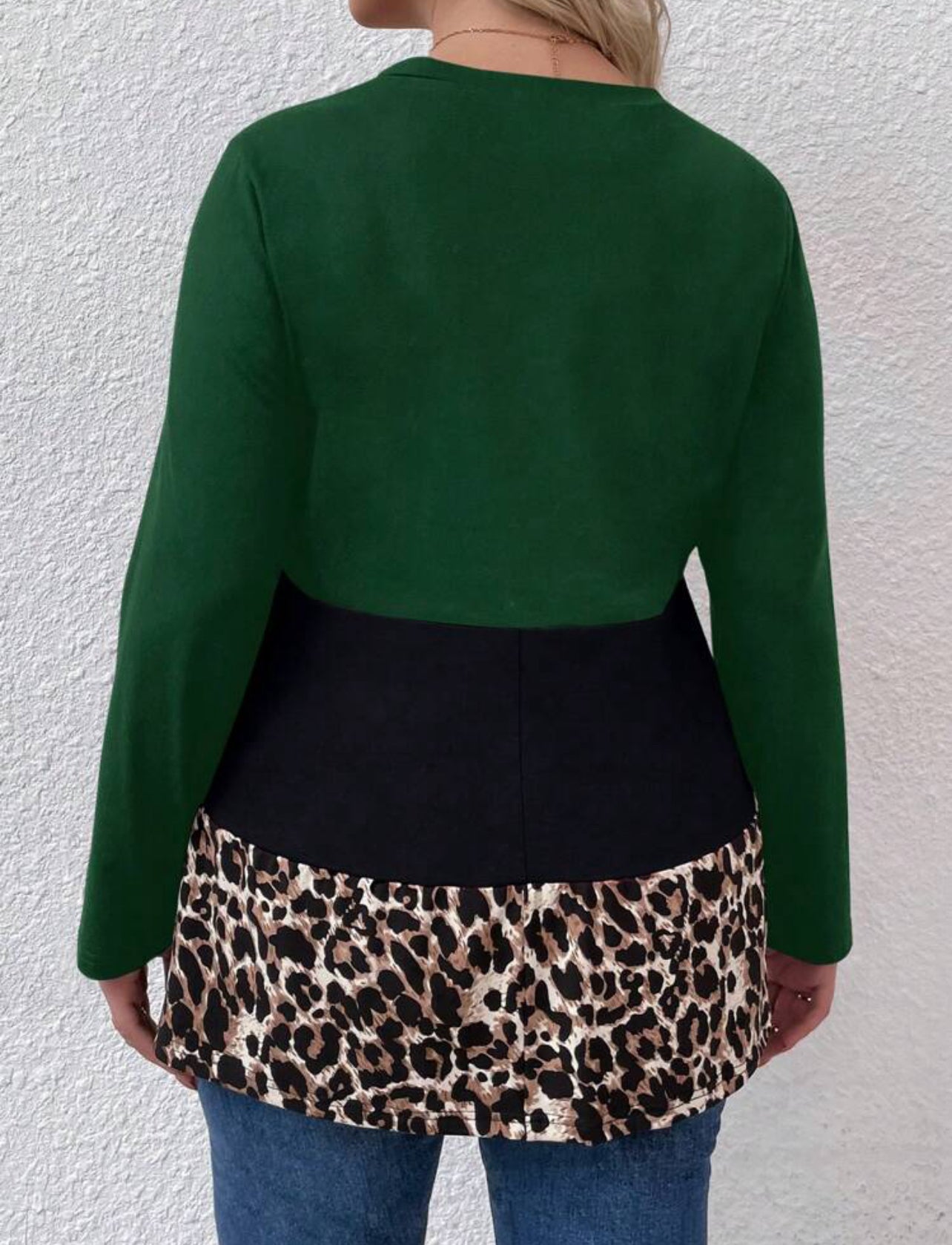 Taglie Forti Maglietta con stampa leopardo color block