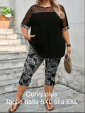 2 Pezzi Taglia Comoda Maglietta A Maniche Corte Con Scollo Tondo E Pantaloncini Set, Stile Minimalista Rurale Primaverile Da Donna, Set Bohémien Da Donna, Set Casual Per Vacanze Estive