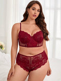 Taglie Forti Set lingerie pizzo floreale con ferretto