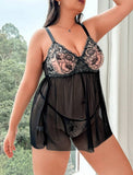 Lingerie Sexy In Rete Con Ricamo Floreale Da Donna Taglie Forti