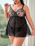 Lingerie Sexy In Rete Con Ricamo Floreale Da Donna Taglie Forti