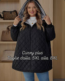 Cappotto imbottito con cappuccio in pile foderato, taglia curvy/plus size, per donna, adatto per autunno/inverno