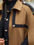 Giacca elegante con cappuccio in lana a colori a blocchi e maniche a raglan per donne taglie forti d'inverno