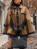 Giacca elegante con cappuccio in lana a colori a blocchi e maniche a raglan per donne taglie forti d'inverno