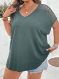 T-shirt ampia con maniche dolman e contrasto di pizzo, stile bohémien per vacanze