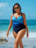 Costume da bagno da donna casual con fantasia sfumata, con spalline incrociate e schiena scoperta
