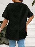 Maglietta casual oversize da donna con tintura a spirale e ricami, con tasche doppie