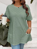 Maglietta casual oversize da donna con tintura a spirale e ricami, con tasche doppie
