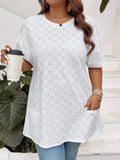 Maglietta casual oversize da donna con tintura a spirale e ricami, con tasche doppie