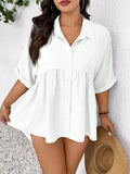 Camicetta casual comoda con design aperto frontale in tessuto strutturato