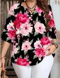 Camicia casual per vacanze con stampa floreale, modello oversize
