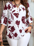 Camicia casual per vacanze con stampa floreale, modello oversize