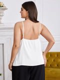Top con bretelle sottile orlo di pizzo