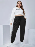 taglie forti Pantaloni sportivi con coulisse tasca inclinata