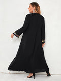 Abito maxi con ricamo floreale con volant