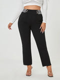 Plus Contrast Houndstooth Waist Pants