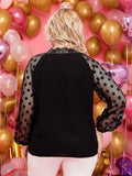 taglie forti Camicetta in tulle manica raglan orlo di pizzo ciglia