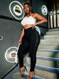 taglie forti Leggings contrasto geo maglia