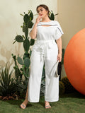 Set top con stampa floreale bordo a contrasto scavato & Pantaloni spacco laterale