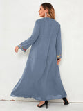 Abito maxi con ricamo floreale con volant