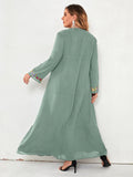 Abito maxi con ricamo floreale con volant