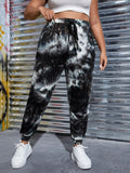 taglie forti Pantaloni sportivi tie dye con coulisse