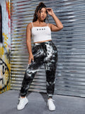 taglie forti Pantaloni sportivi tie dye con coulisse