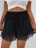 taglie forti Shorts con pois arricciato nodo frontale vita a volant sovrapposti