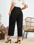 taglie forti Pantaloni monocolore gamba ampia con cintura