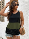taglie forti Canotta color block inserti in pizzo