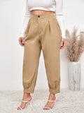 taglie forti Pantaloni monocolore con bottone