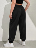 taglie forti Pantaloni sportivi con stampa farfalla con coulisse