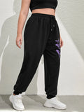 taglie forti Pantaloni sportivi con stampa farfalla con coulisse