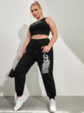 taglie forti Pantaloni sportivi con stampa drago cinese con coulisse