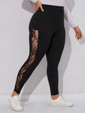 taglie forti Leggings pizzo a contrasto