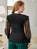 taglie forti Top tulle a contrasto con bordo a volant