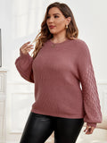 Maglione spalle cadenti trecce a maglia taglie forti