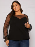 taglie forti Top in tulle con orlo smerlato